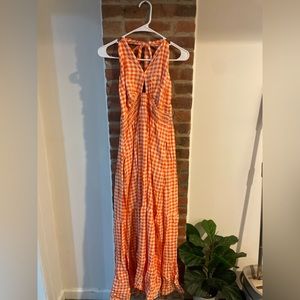 Orange Checker Maxi Dress